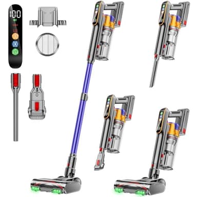 DIFFULL Cordless Vacuum Cleaner, 650W 55KPA 70Mins Vacuum Cleaners for Home, Stick Vacuum with 1.8L Cup, Anti-Tangle, 8-Stage Filter System, Green Light for Pet Hair, Carpet, Floor