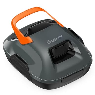 Gosvor Cordless Robotic Pool Cleaner, Lasts 90 Min, Automatic Vacuum for Above-Ground Pools up to 860 Sq.ft, Portable, Self-Parking, Orange (Renewed)