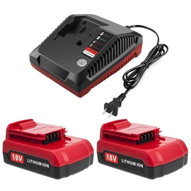 ADVTRONICS 2 Packs 18V Lithium PC18BLX Battery and PCXMVC Charger Compatible with Porter Cable 18V Battery PC18B PC18B-2 PC18BL PC18BLX PC18BLEX