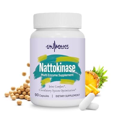 Gyumolics Nattokinase Supplement 10000FU with Organic Nattokinase, Serrapeptase, Bromelain, Curcumin, Vitamin E & Ginseng, Movement Comfort, 90 Capsules