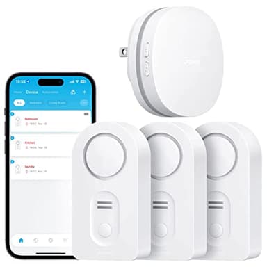 Govee WiFi Water Leak Detector 3 Packs, Leak Alert with Remotely Email/APP Push and Sound Alarm, Smart Water Sensor with 100dB Adjustable Alarm, Suit for Home and Basement
