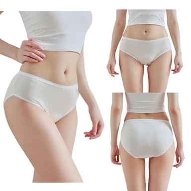 STARLY Women's Disposable Pure Cotton Underwear Travel Panties High Cut Granny Briefs (10pcs,White,XL)