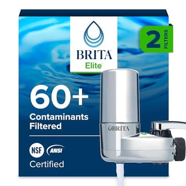 Brita Faucet Mount Water Filter System, Chrome, No-Wait Filtration, Easy Install, Multi-Use Tap Water Filter for Kitchens, Bathrooms & Small Spaces