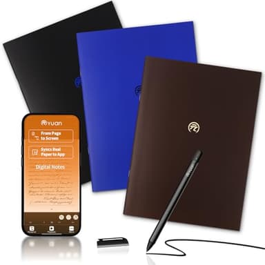 Yuan Smart Sync Pen for Note Taking, Digital Notebook(3-Pack A4) with Pen, Sync Handwriting, Offline Storage, Note Sharing, Gift for Adult Women Men Coworker Teacher Student Friend for IOS and Android
