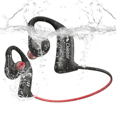 Clooissr IPX8 Waterproof Swimming Earbuds, 32GB Headphones Underwater with MP3 Player & Bluetooth, HiFi Sound & Noise-Cancelling in-Ear Design for Swimming, Running & Cycling, Black (S36)
