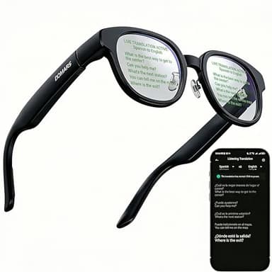 Smart Glasses with AR Display, Invisible Teleprompter & AI Real-Time Translation in 15 Languages, Bluetooth AI Smartglasses for Speech, Travel, Business Meetings, Smart Sunglasses for Men Women