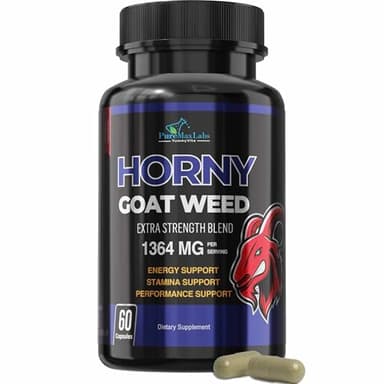 YUMMYVITE Horny Goat Weed Extra Strength - with Maca, L-Arginine, Ginseng - Boost Desire, Performance, Stamina, Energy, Non-GMO Formula, 60 Capsules