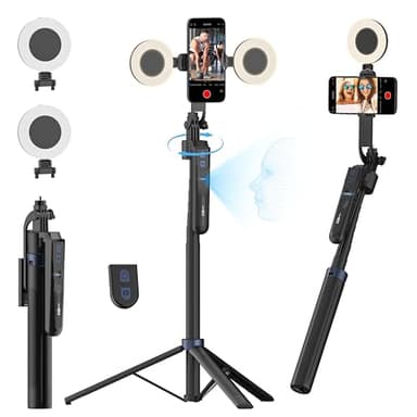 USKEYVISION Auto Face Tracking Tripod 360 Rotation,70.9” Phone Tripod for iPhone w/Fill Light,Selfie Stick for iPhone w/Remote Control,Phone Holder Video Recording for Content Creators TikTok(UTK-02)