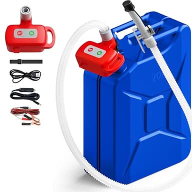 Rechargeable Fuel Transfer Pump with Auto-Stop & Leak Protection, 3.4 GPM Automatic Gas Can Pump with 71" Extra Long Hose, Portable Lithium Battery Gas Transfer Pump for Oil, Diesel, Gasoline
