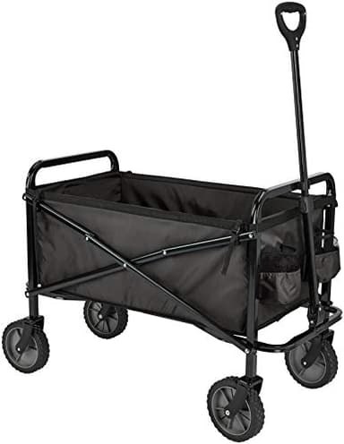 Amazon Basics Collapsible Heavy Duty Utility Wagon for Outdoor Sports, Camping, Garden, and Shopping, 265 Pounds Capacity, 27.6 x 40.9 x 20 inches, Black