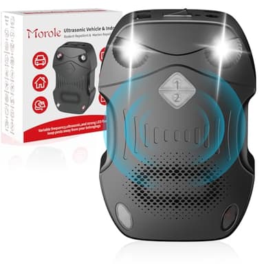 Ultrasonic Rodent Repellent, Battery Powered Under Hood Mouse Repeller, Electric Rodent Repellent, with Flashing Strobe Light, Keep Mice Out of Cars Engines, Indoor, Garage, Truck, Barn, Attic (1PC)