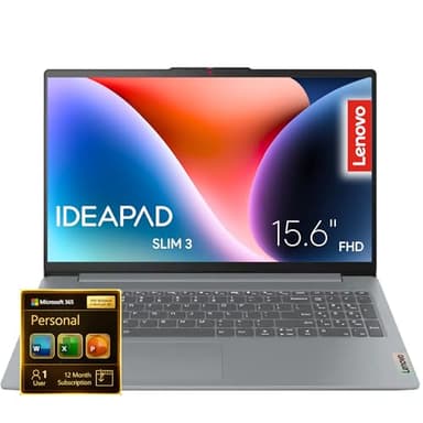 Lenovo IdeaPad Slim 3i - 15.6“ FHD Dispaly - Intel 4 Cores - Microsoft 365 Included - 1.1TB Storage | 128GB SSD and 1TB Cloud, Military-Grade, no Mouse | Learn, Work, Quality and Stream