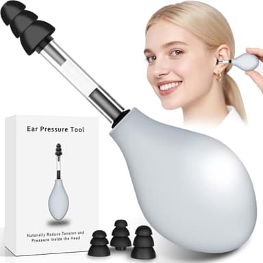 Ear Pressure Relief Suction Device, Tinnitus Relief for Ringing Ears, Portable & Effective Ear Pressure Reliever Device, Ideal for Flying, Reduces Tension with 3 Sizes of Earbuds