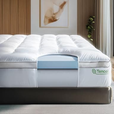 ViscoSoft 4 Inch Pillow Top Memory Foam Mattress Topper Short Queen - Cooling Hybrid Lux Dual Layer RV/Camper Mattress Pad - CertiPUR-US Certified