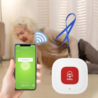 PILSAMAS WiFi Caregiver Call Button for Elderly at Home w App Notification, Elderly Monitoring, Caregiver Pager, Medical Alert Device for Seniors No Monthly Fee, Alert Button for Seniors at Home