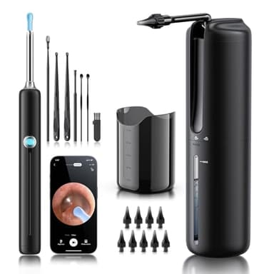 Lebbtl Ear Wax Removal - Electric Ear Irrigation Flushing System, Ear Cleaner with Camera, 1080P Otoscope, Ear Cleaning Tool with 7 Pcs Ear Set, Safe and Effective Earwax Removal Kit
