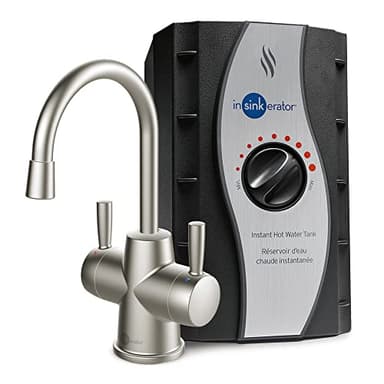 InSinkErator HOT250 Instant Hot and Cold Water Dispenser System, 2-Handle Drinking Water Faucet in Satin Nickel with 2/3-Gallon, Filter-Compatible, Stainless Steel Tank, HC250SN-SS