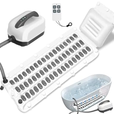 Iridesc Bubble Bath Mat Tub Spa Massager, Portable Spa Bubble Bath Massager with Remote Control, Upgraded Powerful Suction Cup, Pillow, Electric Air Pump, 6-Speed Bubbles for Home Relaxation