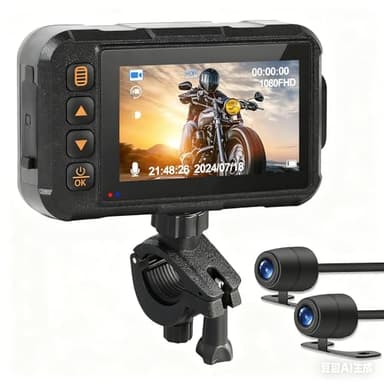Motorcycle Dash Cam, 3" Screen Motorbike Camera Front and Rear Dual Lens Waterproof Motorcycle Video Driving Recorder Camera with Light Vision, G-Sensor, Dashcam, Loop Recording