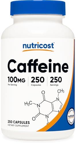 Nutricost Caffeine Pills 100mg Per Serving, 250 Capsules