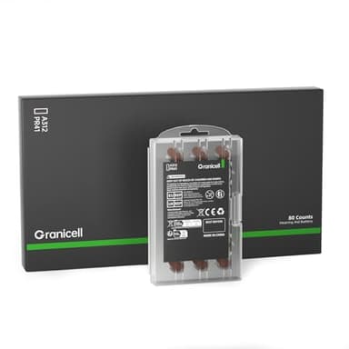 GRANICELL Hearing Aid Batteries Size 312, Long Lasting Zinc-Air Batteries, 1.45 Volt, Easy to Open, Mercury and Cadmium Free, 80 Count