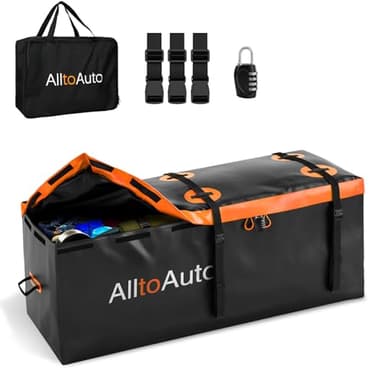 AlltoAuto 20 CuFt Waterproof Cargo Bag for Hitch Carrier | 60"x20"x29" Trailer Hitch Cargo Carrier | Weatherproof Truck Bed Storage with Straps, Lock & Carry Case | PVC Vehicle Soft-Shell Carriers