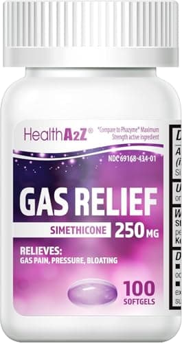 HealthA2Z® Gas Relief Simethicone 250mg | Fast Gas Relief | Relieve Symptoms Naturally (100 Softgels (Pack of 1))