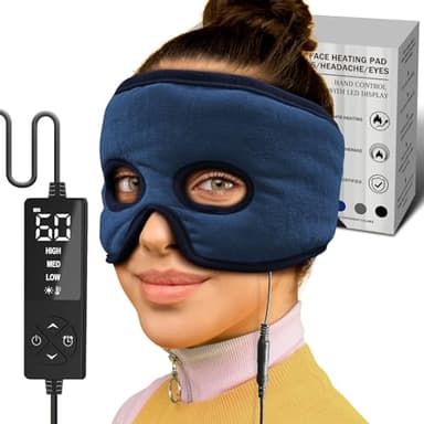 sticro Moist Heat Sinus Mask for Sinus Pressure Relief, 3 Heat & 5 Timer Settings Heated Eye Mask with Eye Holes, Thermo Therapy for Sinusitis, Migraine, Tension Headache, TMJ Relief