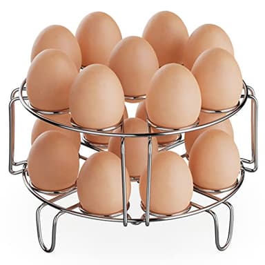 GSlife Egg Steamer Rack - Stainless Steel Trivet for 8 Quart Pressure Cooker, Cooks 18 Eggs, Stackable Insert for Instant Pot Accessories, 7.87 Inch, 2 Packs