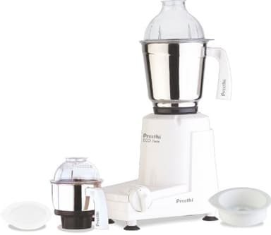 Preethi MG146 Eco Twin 2-Jar Mixer Grinder, Medium, White