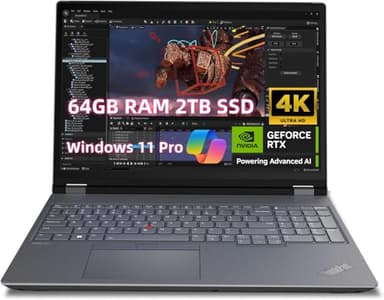 NewLenovo ThinkPad P16 Mobile Workstation laptop( Core i9-12900HX Processor, 64GB RAM 2TB SSD, 16″ 4K UHD (3840 x 2400) IPS 600nits, RTX A3000 12GB GDDR6) for Engineer Designer Architect, Win 11 Pro