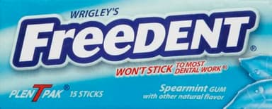 Wrigley's Freedent Gum Plen T Packs, Spearmint, 15 ct (Pack of 6)