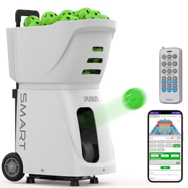 PP-SMART Advanced Pickleball Machine: App-Controlled, 20 Landing Points, 12 Serve Modes - Portable Pickleball Launcher with 4-6 Hour Battery, Random & Variable Speed for Pro-Level Training (White)