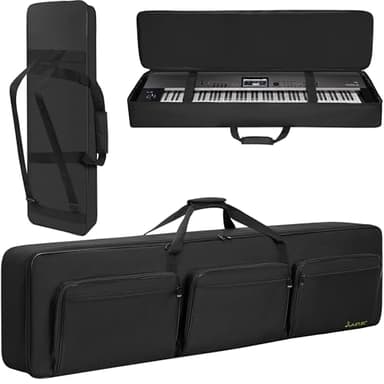 LASUK 88 key Keyboard Case (Size:54"x7"x13.5"), Keyboard Gig Bag Case with Adjustable Straps and 6-Pocket for Keyboard Accessaries, 88 key Electric Piano Keyboard Gig Bag