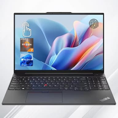 Lenovo ThinkPad E16 Business Laptop, 16" FHD+ Touch Display, AMD Ryzen 7 7735U, 16GB RAM, 512GB SSD, Fingerprint, Backlit Keyboard, Webcam, HDMI, Wi-Fi 6, Windows 11 Pro, Black