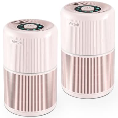 2 Pack Air Purifier for Home Bedroom with H13 True HEPA Filter for Smoke, Smokers, Dust, Odors, Pollen, Pet Dander | Quiet 99.9% Removal to 0.1 Microns | Pink Available for California