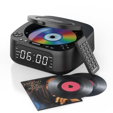 CD Player Portable,MONODEAL CD Players for Home,Desktop Portable CD Player with Bluetooth Speakers,Wireless Charging,Alarm Clock,SleepTimer,Supports CD/Bluetooth/FM Radio/USB Drive/AUX,Remote Control