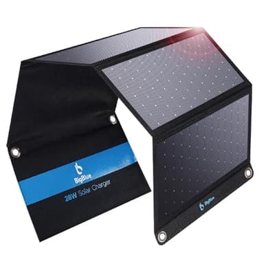 BigBlue 28W Solar Panel Charger with Dual USB-C and USB-A, Portable Solar Phone Charger for Camping, Hiking, Backpacking, Emergency Solar Charger for iPhone, iPad, Samsung Galaxy, Power Bank, GPS etc