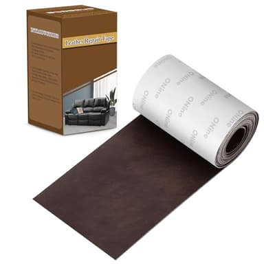 ONine Leather Repair Patch，Leather Repair Tape, 3 x 60 inches Leather Repair Patch for Furniture,Vinyl Repair Kit，Leather Couch Patch，for Sofas, Furniture, Car Seats, Office Chairs(Dark Brown)