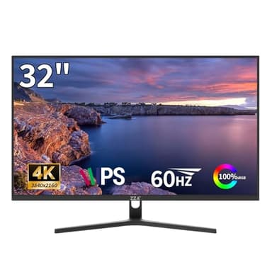 ZZA 32 Inch Computer Monitor, 4K UHD Ultra-Clear (3840×2160p) IPS Screen, 100% sRGB,HDR10,178° Viewing Angle, Display Port/HDMI, Compatible with Wall mounting 100 * 100MM