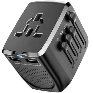 International Travel Adapter Voltage Converter Combo for 100V-240V with 2 USB Ports, USA to UK Europe Australia 200+ Countries 1