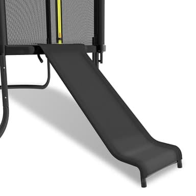 Deomod Trampoline Slide, 10FT 12FT 14FT 15FT 16FT Trampoline Universal Outdoor Slides, Trampolines Accessories with Cushioning Effect, Suitable for Kids to Climb Up Slide Down, Safety Slider (Black)