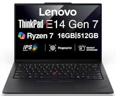 Lenovo ThinkPad E14 Gen 7 AI Business Laptop 14" FHD+ Display (AMD Ryzen 7 250 (Beat Ryzen 5 7535U), 16GB DDR5, 512GB SSD, Copilot, Backlit, Fingerprint, 5M RGB Webcam, Thunderbolt 4, Win11Pro), 2026