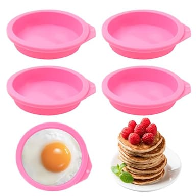 4 Pcs Air Fryer Egg Molds, Silicone Non-Stick Muffin & Toast Maker, Reusable Baking Cups Lids for Quick Cooking, Easy to Clean Air Fryer Accessories