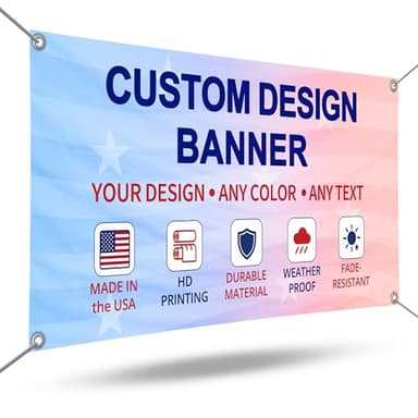 Personalized Custom Vinyl Banner 3–10 ft – Printed Sign for Indoor or Outdoor Use – Large Custom Banner for Business, Birthday, Event, or Party Decoration, 1PC