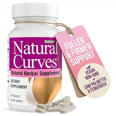 Natural Curves Breast Enhancement Supplement Herbal Bust Enhancer with Saw Palmetto Fenugreek Wild Yam Black Cohosh Vegan Non GMO 60 Capsules Fuller Firmer Bust Support for Women