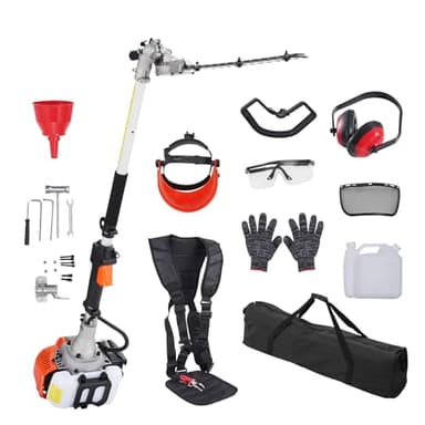 VEVOR Gas Hedge Trimmer 2 Cycle with Extension Pole, 15.7-inch 26cc Gas Powered Pole Hedge Trimmer with Dual Sided Dual Action Blade, Great for Trimming Shrubs, Bushes, w/EPA, CE and EMC Certification