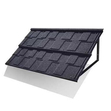 BIGalleons Fixed Metal Awnings 52 in W x 31 in H, Triangle Steel Frame with Tile Shaped Metal Awning for Door Entrance, Windows, Porches and Balconies (Black)