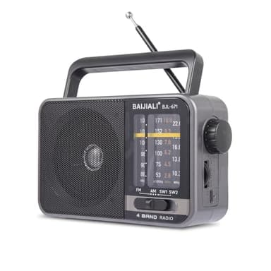 Portable AM/FM Transistor Radio with Loud Speaker, Battery or USB Powered - Compact Emergency Radio for Indoor, Outdoor, Travel & Storms (Model BJL-671)