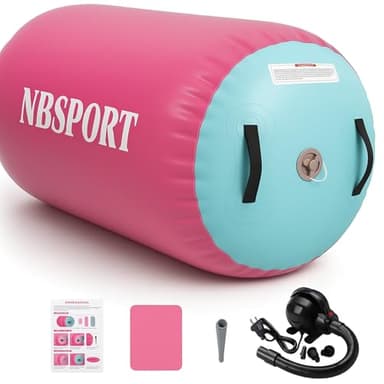 Air Barrel - Air Roller Gymnastics Barrel for Back Handspring Trainer, Air Tumble Mat with Pump for Gym Training/Yoga Balance Exercise/Cheerleading/Home and Outdoor Use